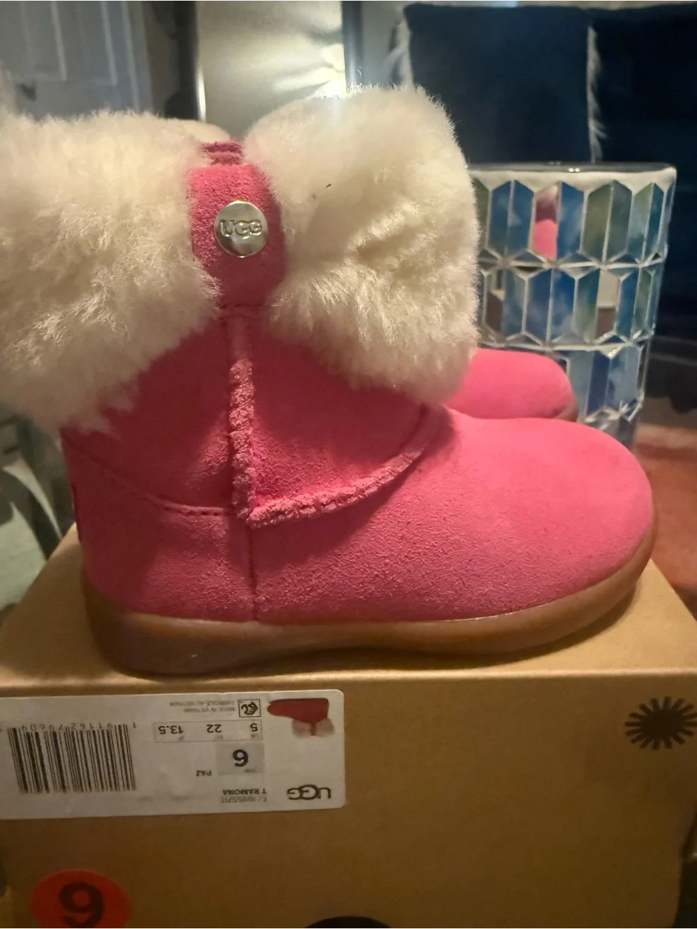 UGG Soft Pink Shearling Keychain Charm